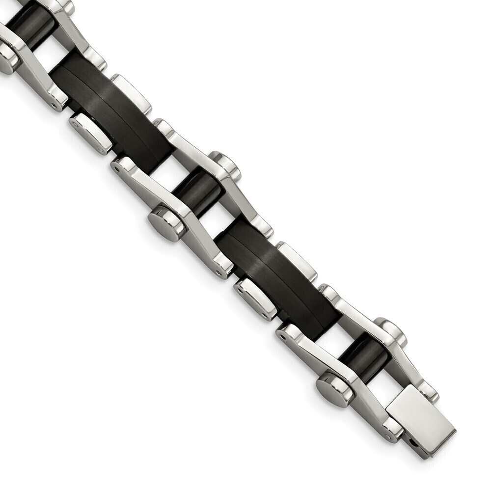 Kazi Luxury Chisel Stainless Steel Polished Black IP-plated 8 inch Bracelet